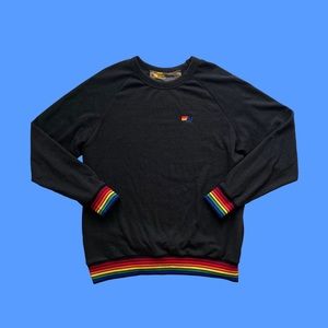 Aviator Nation Black Rainbow Rib Crewneck Sweatshirt